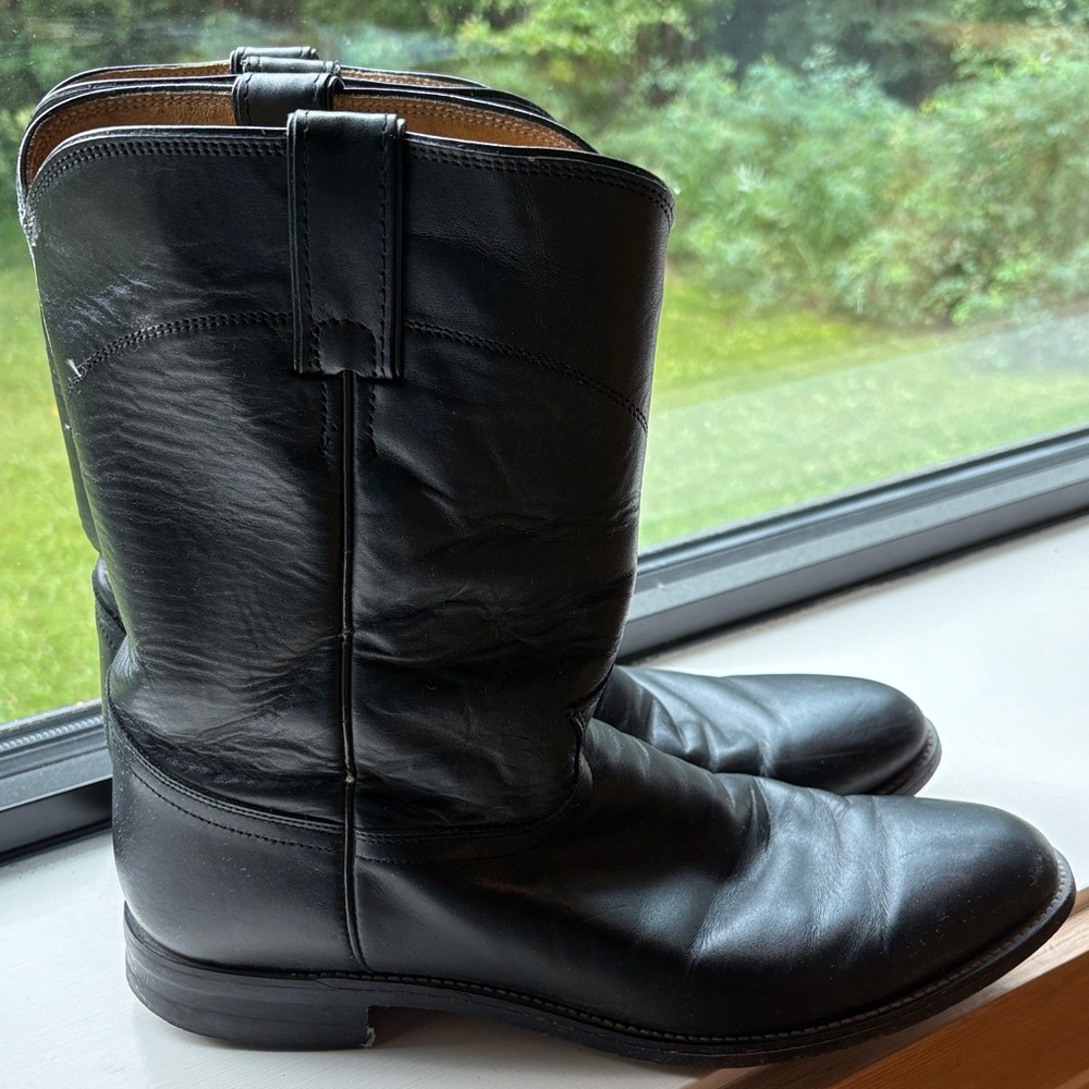 Justin Boots- black 10” Roper Men’s 12 D Jackson